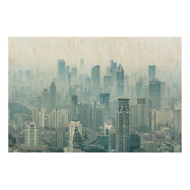 Holzbild - Kühles Shanghai - Querformat