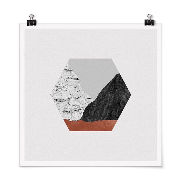Poster Kupferberge Geometrie im Hexagon