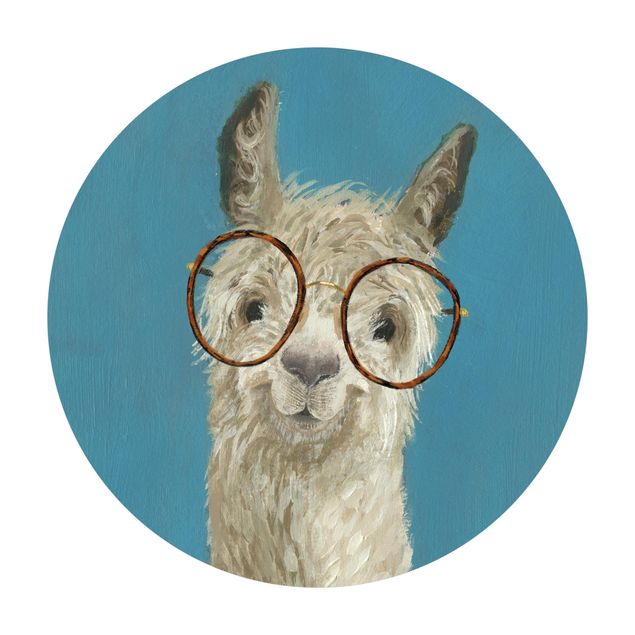 Runder Vinyl-Teppich - Lama mit Brille I