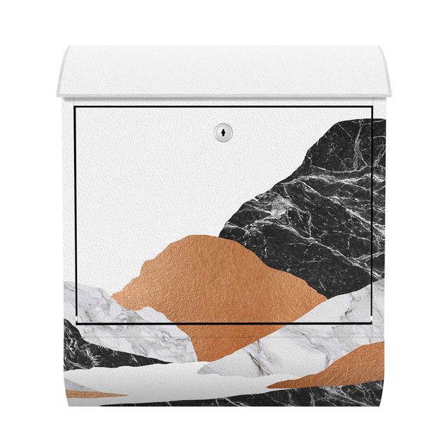 Designer Briefkasten Landschaft in Marmor und Kupfer II