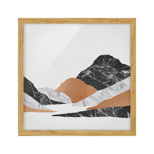 Kunstdrucke mit Rahmen Landschaft in Marmor und Kupfer II