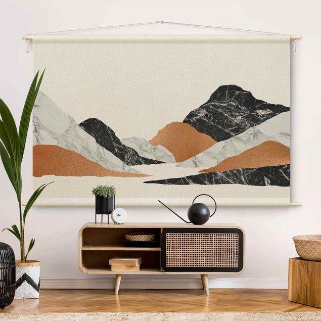 Wandbilder abstrakt Landschaft in Marmor und Kupfer II