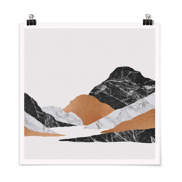 Poster Natur Landschaft in Marmor und Kupfer II
