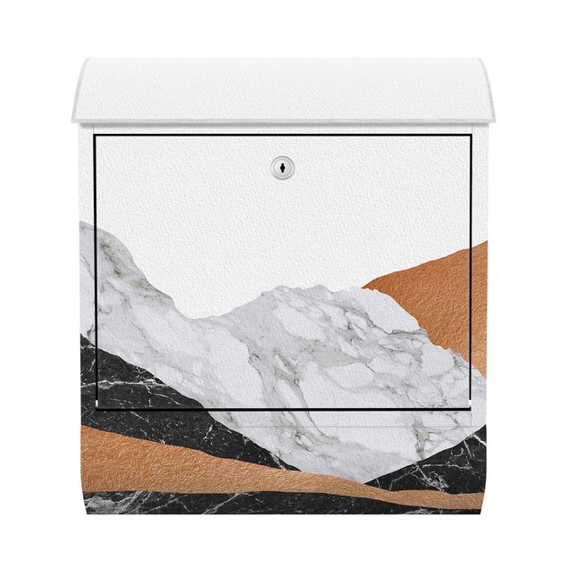 Designer Briefkasten Landschaft in Marmor und Kupfer