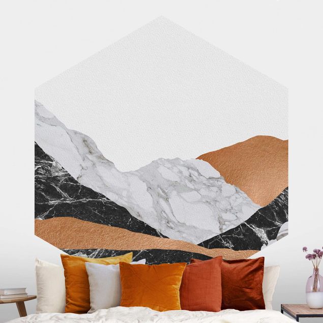 Berg Tapete Landschaft in Marmor und Kupfer