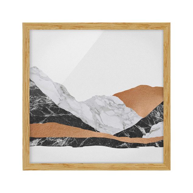 Kunstdrucke mit Rahmen Landschaft in Marmor und Kupfer
