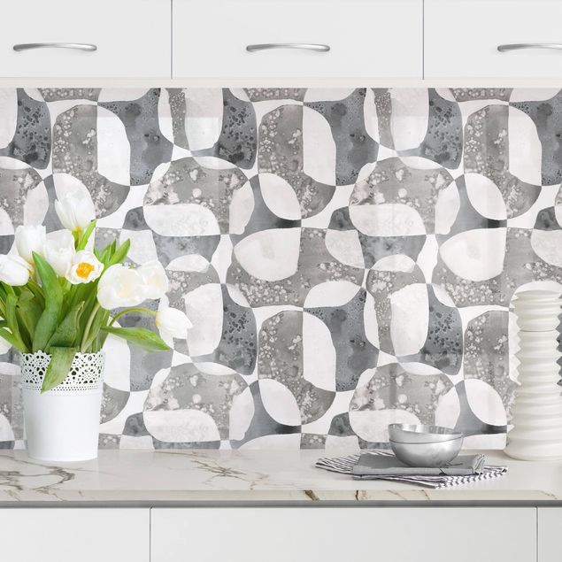 Küchenrückwand - Lebende Steine Muster in Grau II