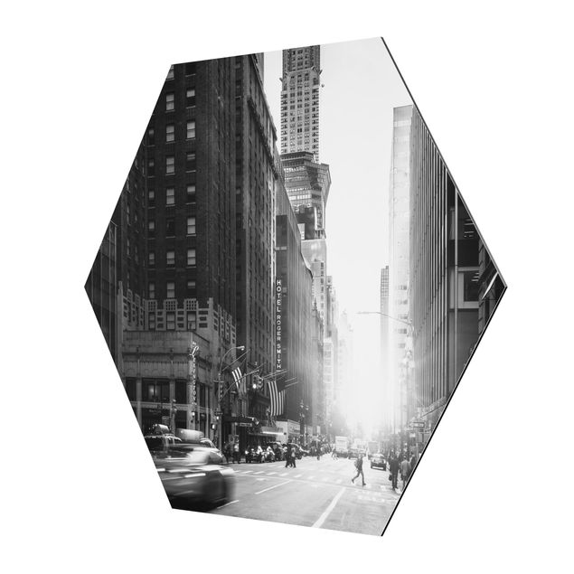 Hexagon Bild Alu-Dibond - Lebhaftes New York