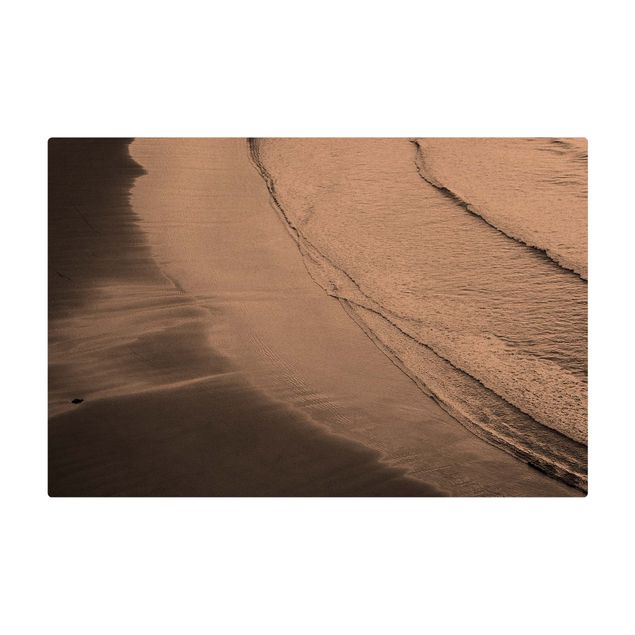 Teppiche groß Leichter Wellengang am Strand Schwarz Weiß