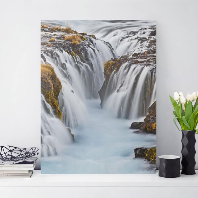 Leinwandbild - Brúarfoss Wasserfall in Island - Hoch 3:4