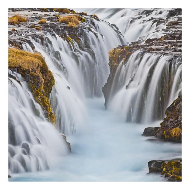 Leinwandbild - Brúarfoss Wasserfall in Island - Quadrat 1:1