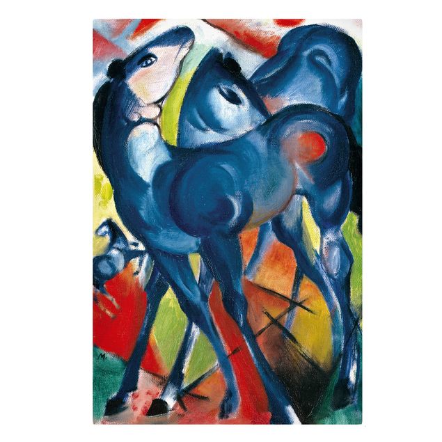 Leinwandbild Franz Marc - Gemälde Die Blauen Fohlen - Hoch 2:3