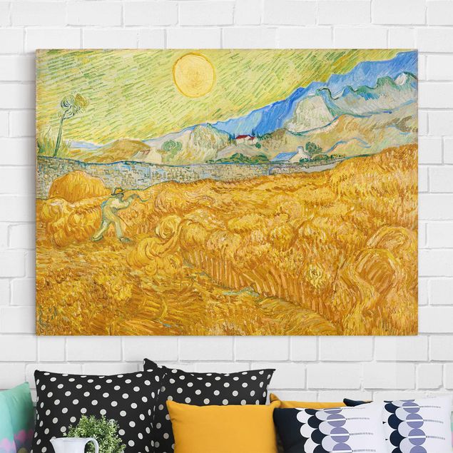 Leinwandbild - Vincent van Gogh - Kornfeld mit Schnitter - Quer 4:3