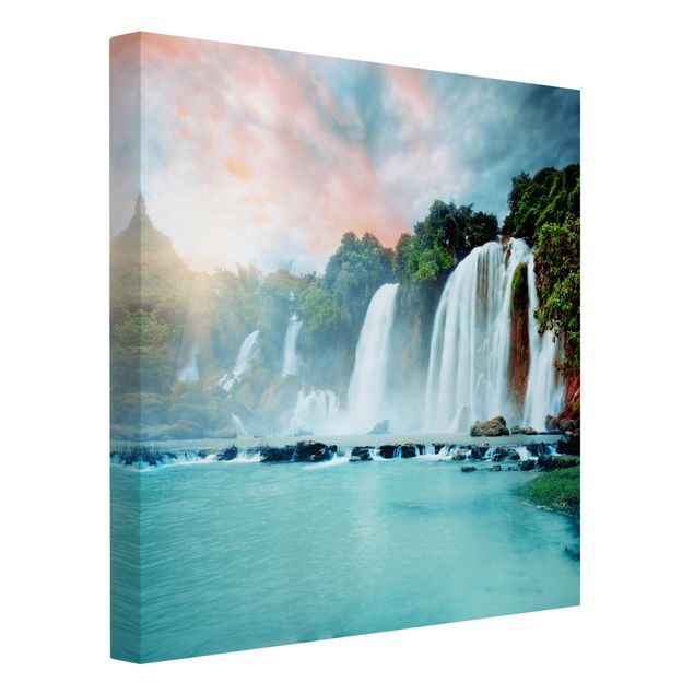 Leinwandbild - Wasserfallpanorama - Quadrat 1:1