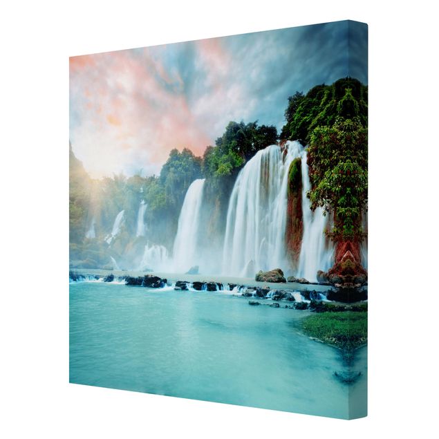 Leinwandbild - Wasserfallpanorama - Quadrat 1:1