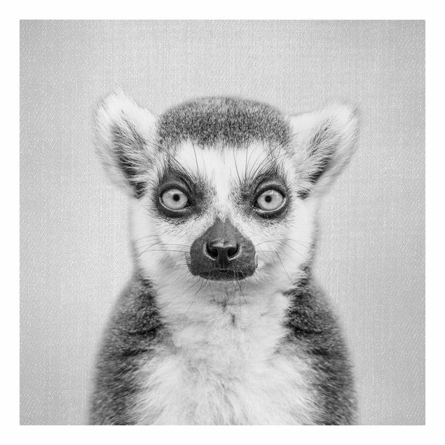 Leinwandbild - Lemur Ludwig Schwarz Weiß - Quadrat 1:1