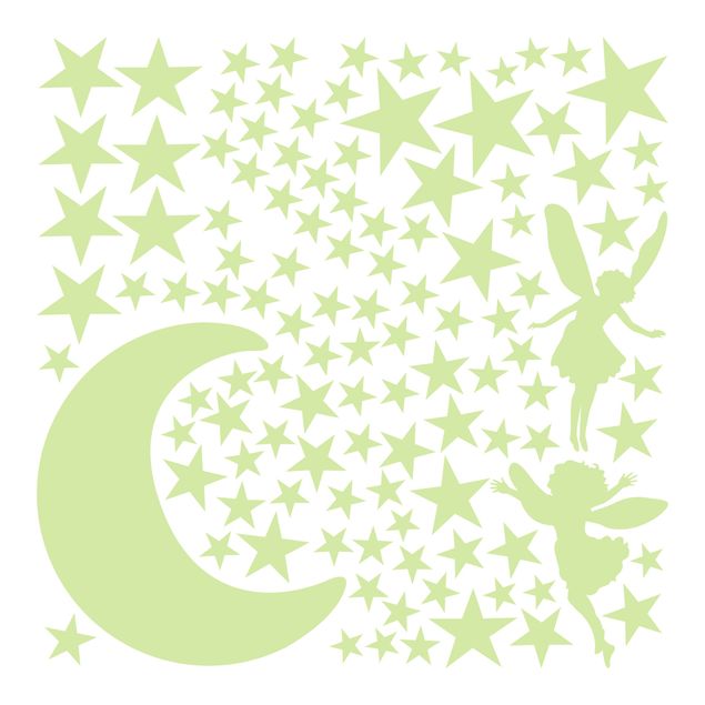 Wandsticker Sterne Leucht-Wandtattoo-Set Mond mit Elfen