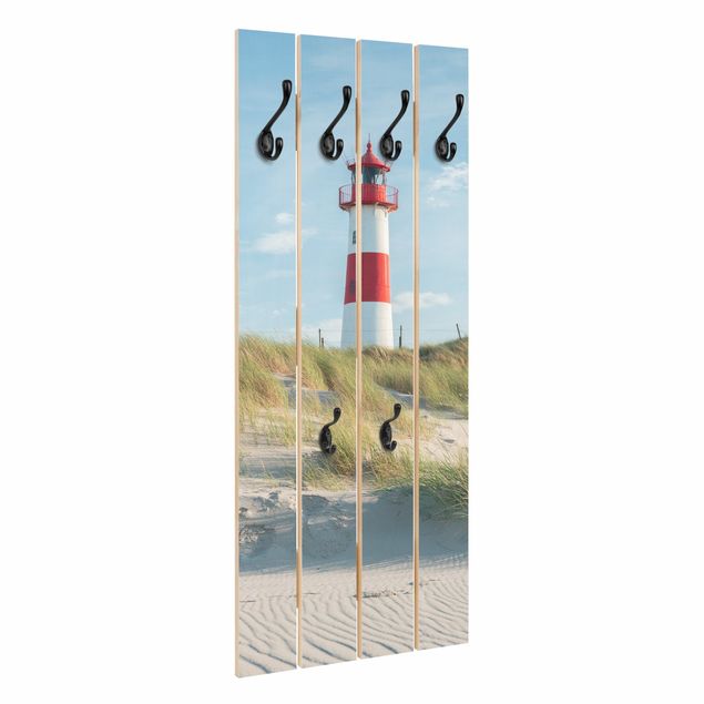 Wandgarderobe Holzpalette - Leuchtturm an der Nordsee