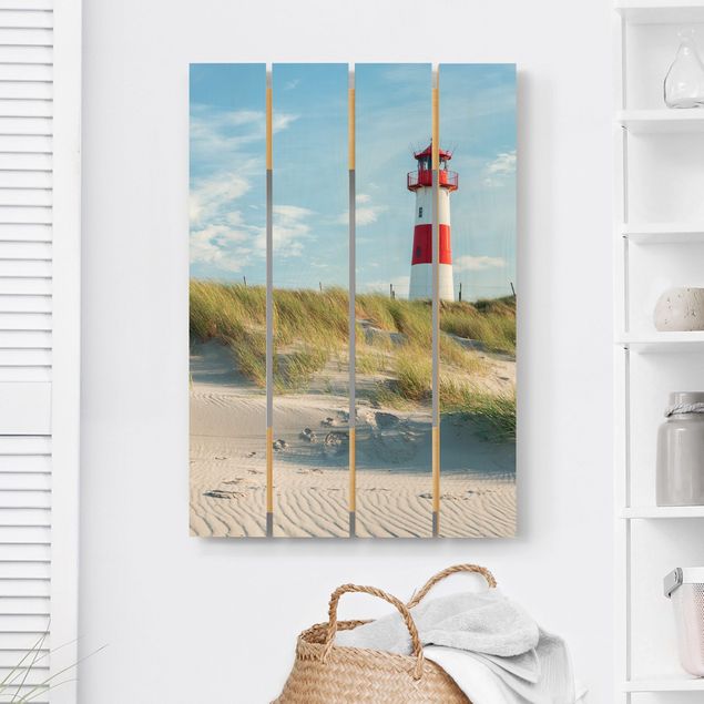 Holzbilder maritim Leuchtturm an der Nordsee