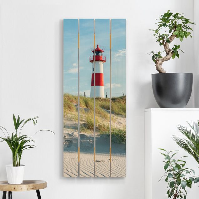 Holzbilder maritim Leuchtturm an der Nordsee