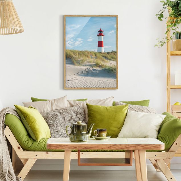 Wandbilder mit Rahmen Leuchtturm an der Nordsee
