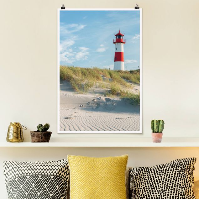 Poster Landschaft Leuchtturm an der Nordsee