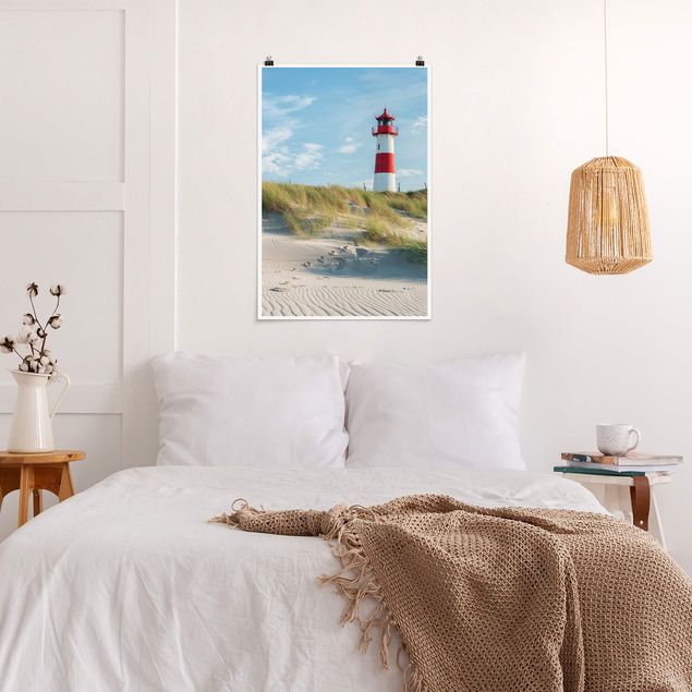 Poster Strand Leuchtturm an der Nordsee