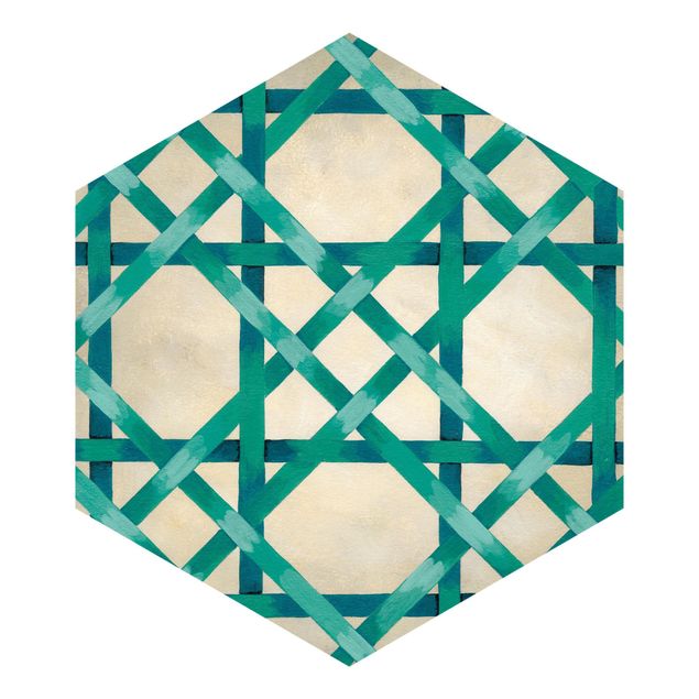 Tapete Hexagon Lichtspielband Türkis