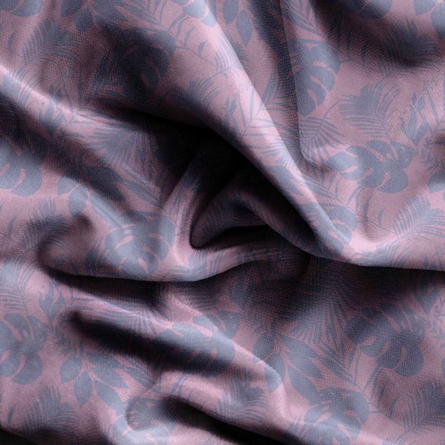 Vorhang Muster Lila Dschungelblätter auf Rosa