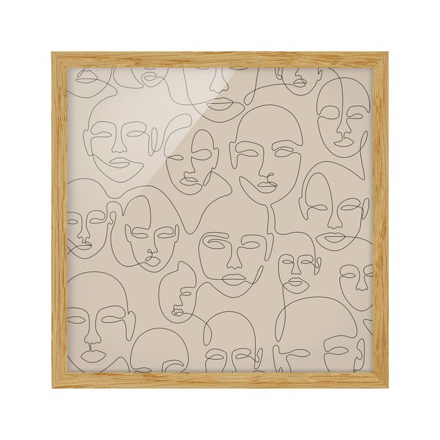 Bild mit Rahmen - Line Art - Beauty Portraits in Beige - Quadrat - 1:1