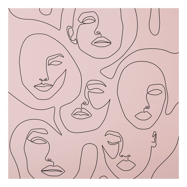 Glasbild - Line Art - Beauty Portraits in Blush Rose - Quadrat