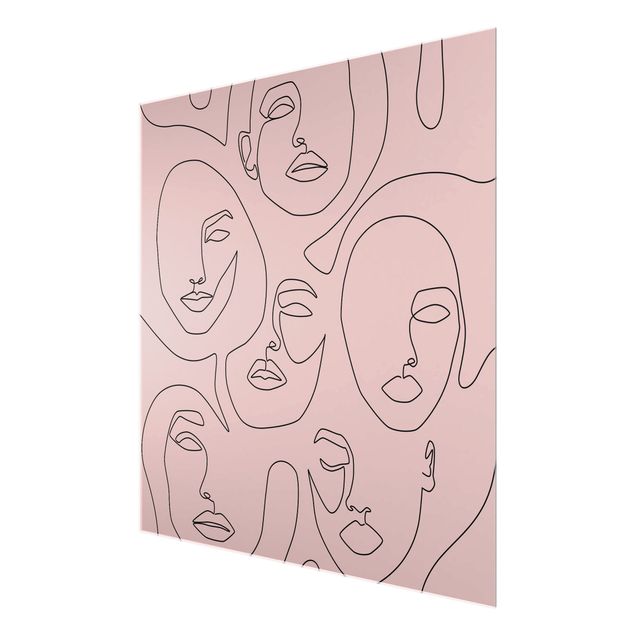 Glasbild - Line Art - Beauty Portraits in Blush Rose - Quadrat