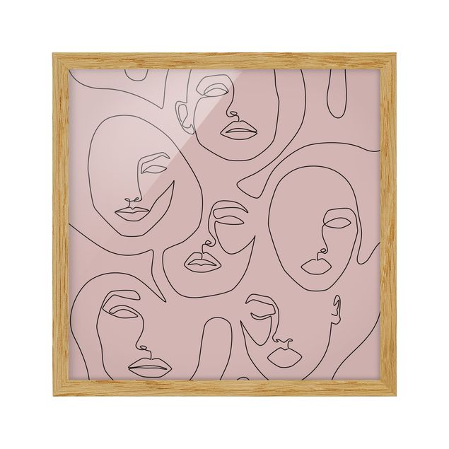 Bild mit Rahmen - Line Art - Beauty Portraits in Blush Rose - Quadrat - 1:1