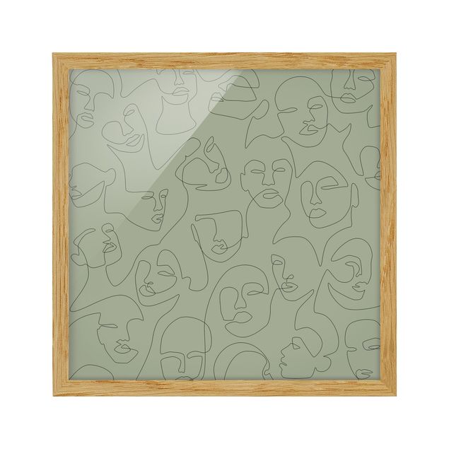 Bild mit Rahmen - Line Art - Beauty Portraits in Grün - Quadrat - 1:1