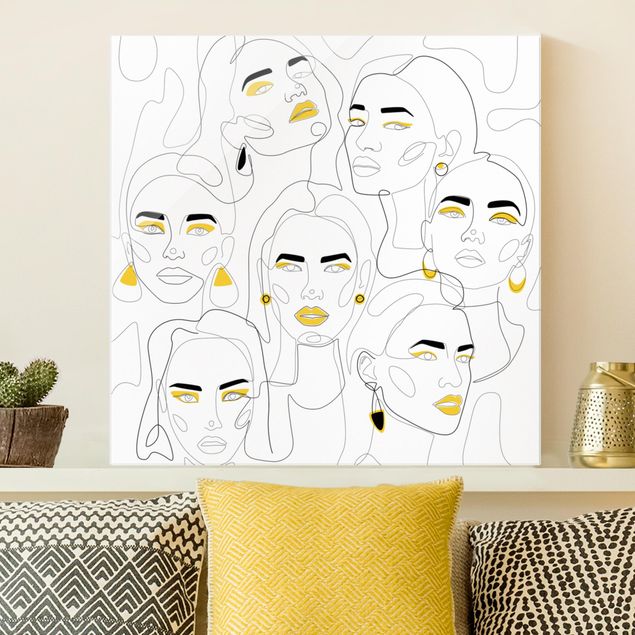 XXL Glasbilder Line Art - Beauty Portraits in Lemon