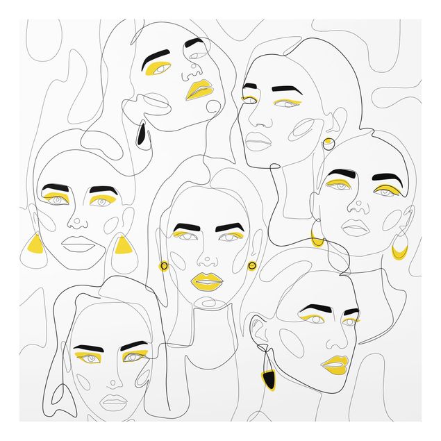 Glasbild - Line Art - Beauty Portraits in Lemon - Quadrat