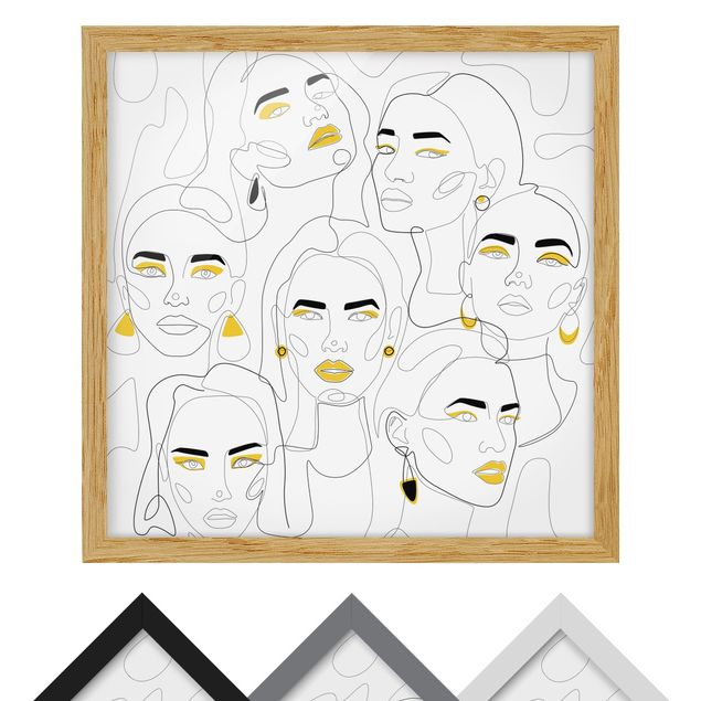 Bild mit Rahmen - Line Art - Beauty Portraits in Lemon - Quadrat - 1:1