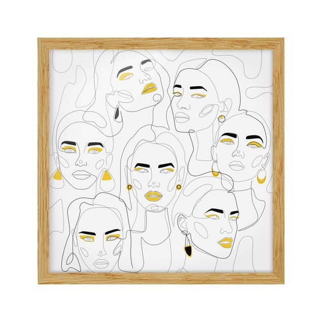 Bild mit Rahmen - Line Art - Beauty Portraits in Lemon - Quadrat - 1:1