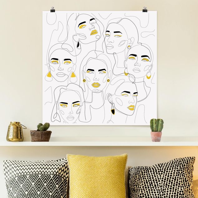 Kunstdruck Madara Henina Line Art - Beauty Portraits in Lemon