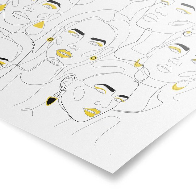 Poster - Line Art - Beauty Portraits in Lemon - Quadrat 1:1
