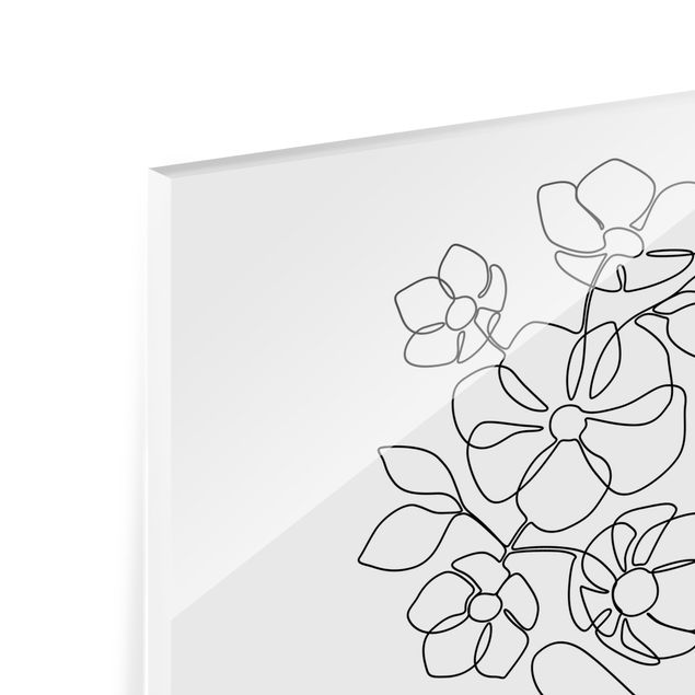 Glasbild - Line Art - Dreamy Girl Blossom - Hochformat