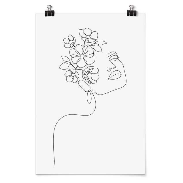 Poster bestellen Line Art - Dreamy Girl Blossom