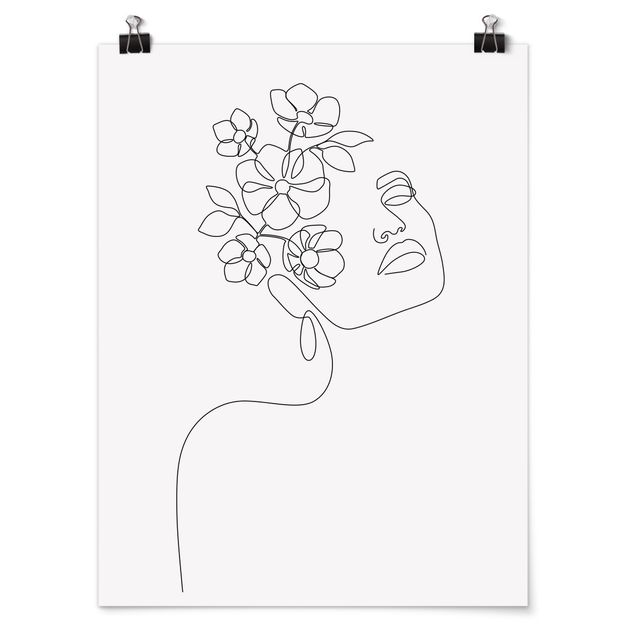 Poster Line Art - Dreamy Girl Blossom