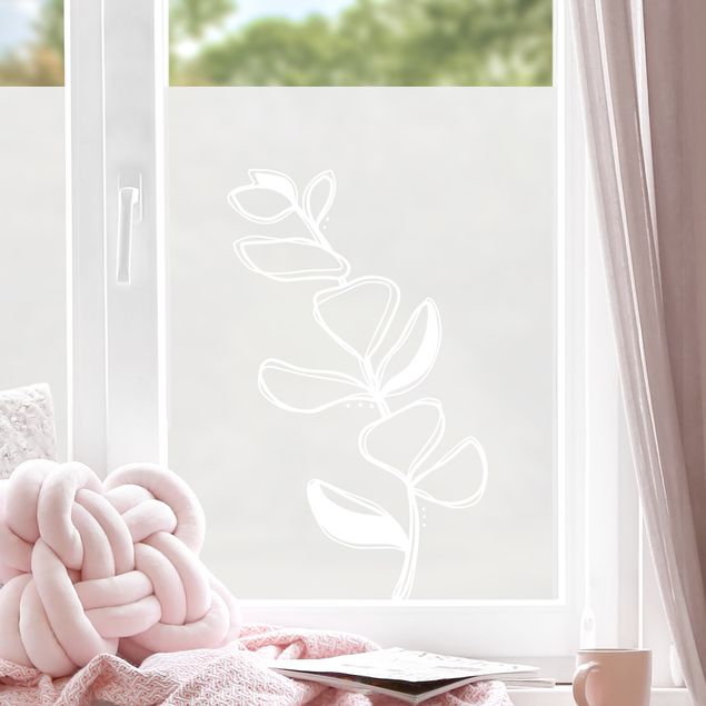Fensterbilder Blumen Line Art - Eukalyptuszweig