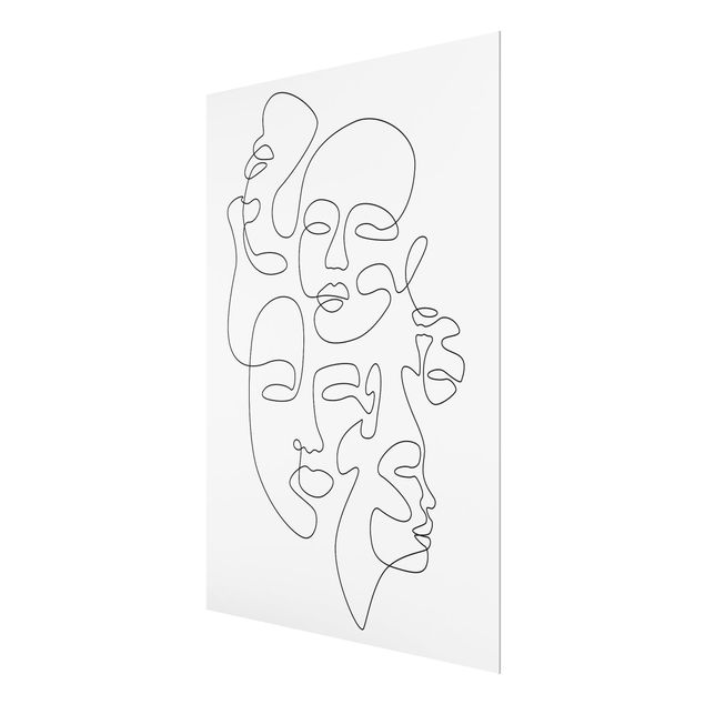 Glasbild - Line Art - Faces All Around - Hochformat