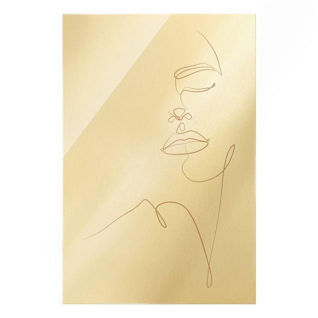 Glasbild - Line Art - Frau florales Gesicht - Hochformat 2:3
