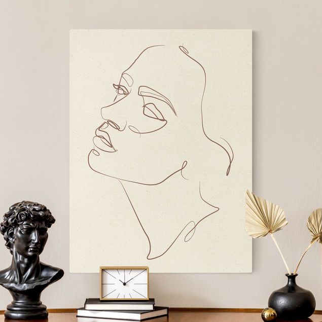 Leinwandbilder Wohnzimmer modern Line Art - Frau träumendes Gesicht