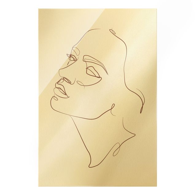 Glasbild - Line Art - Frau träumendes Gesicht - Hochformat 2:3