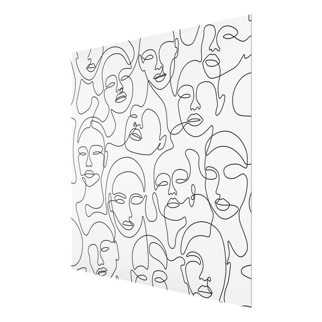 Glasbild - Line Art - Girls Crowd - Quadrat