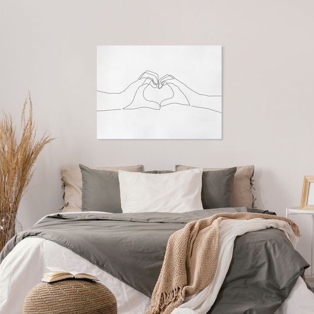 Leinwandbilder Wohnzimmer modern Line Art - Herz Hände